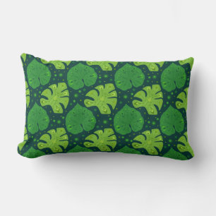 Almofada Lombar Padrão tropical com folhas de líana e monstera