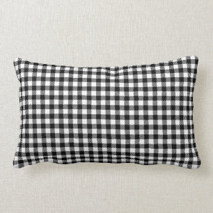 Almofada Lombar Padrão Verificado De Gingham Preto E Branco