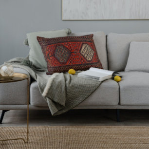 Almofada Lombar Padrão vermelho-corredor oriental no2