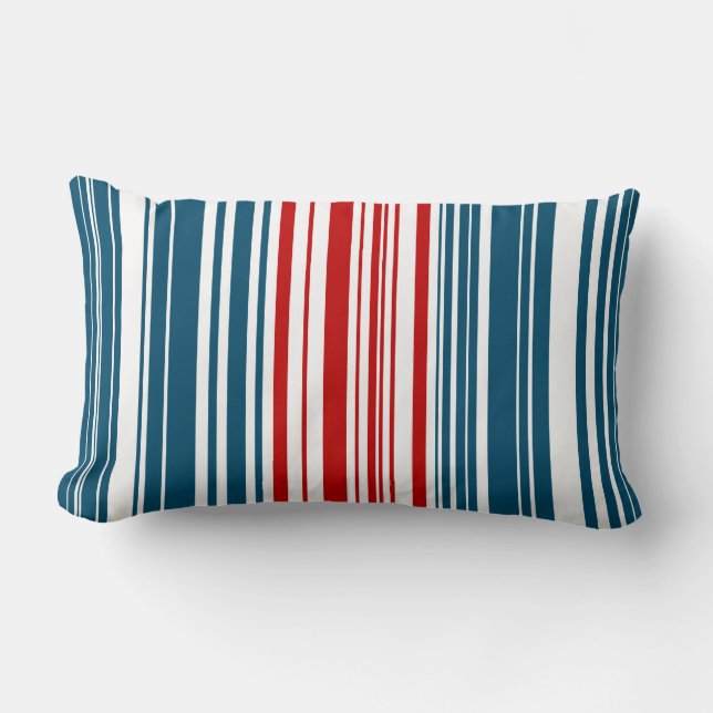 Almofada Lombar Padrão vermelho e azul riscado (Frente)
