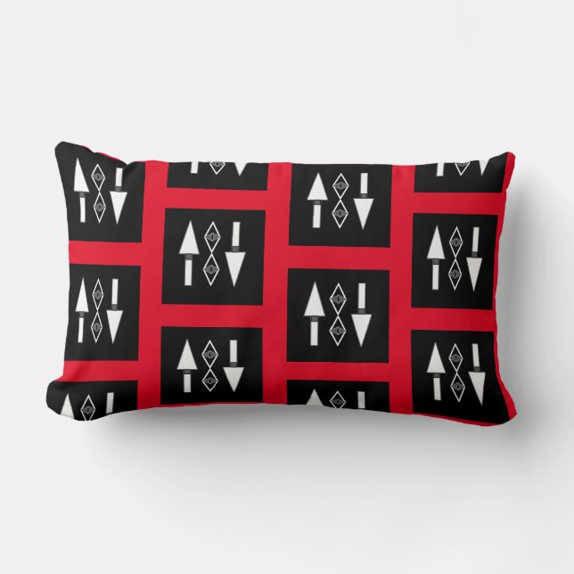 Almofada Lombar Padrão vermelho e preto,inspiração de tendência (Frente)