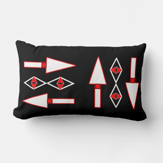 Almofada Lombar Padrão vermelho e preto,inspiração de tendência (Frente)