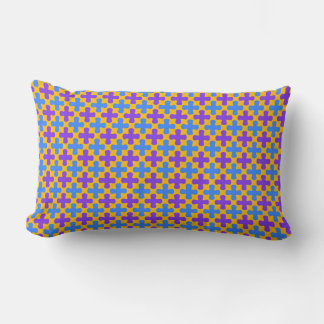Almofada Lombar Padrão Vibrante da Festa Roxo, Azul, Laranja