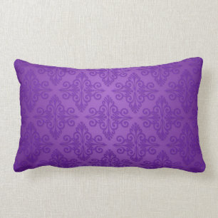 Almofada Lombar Padrão Vibrante de Damasco Roxo