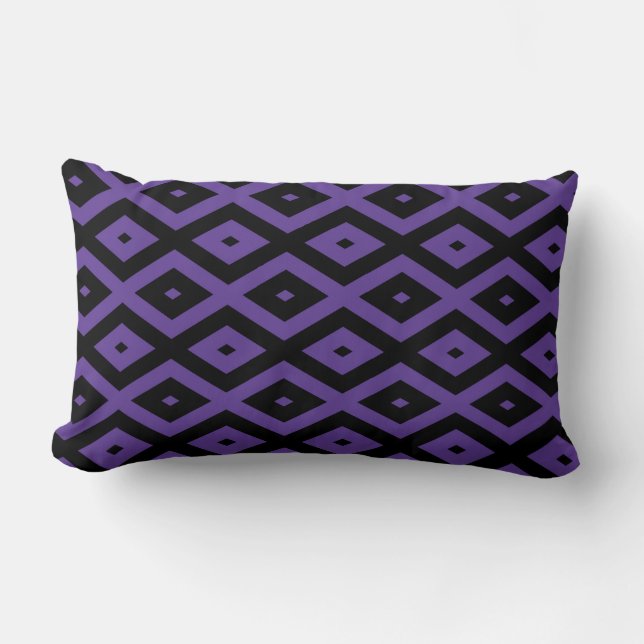 Almofada Lombar Padrão violeta e diamante preto (Frente)