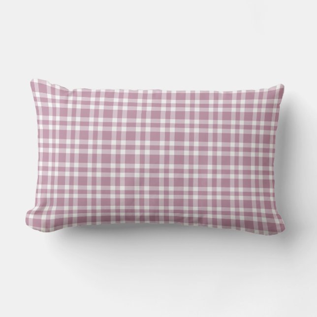 Almofada Lombar Padrão Xadrez Branco Roxo (Frente)