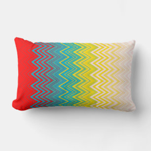 Almofada Lombar Padrão Zigzag Exclusivo do Chic Amarelo Vermelho