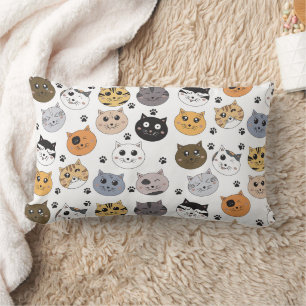 Almofada Lombar Padrões para gatos e pata engraçados coloridos
