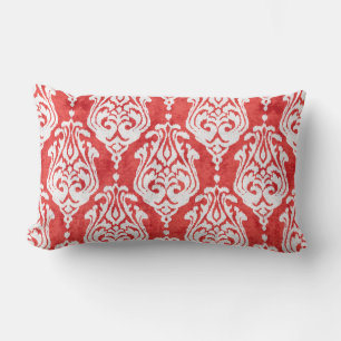 Almofada Lombar padrões tribais de ikat, vermelho-claro e branco