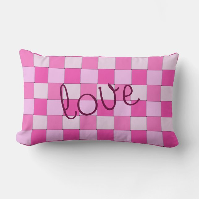 Almofada Lombar Padrões Verteados Rosa com Amor (Frente)