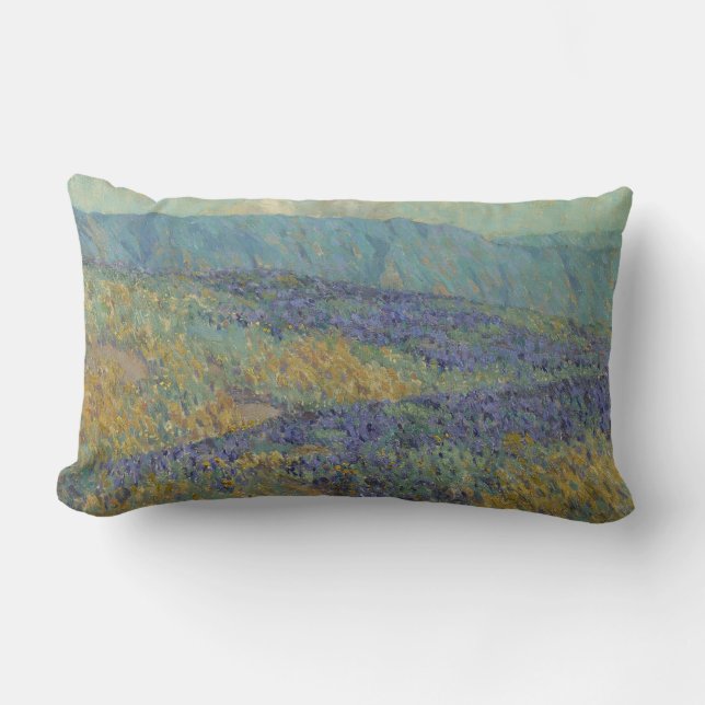 Almofada Lombar Paisagem com Flores Azuis (por Granville Redmond) (Frente)