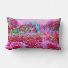 Almofada Lombar Paisagem Impressionista de Jardim Vermelho e Rosa