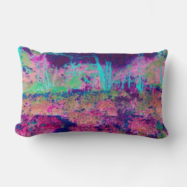 Almofada Lombar Paisagem Impressionista Puro e Rosa Quente (Frente)