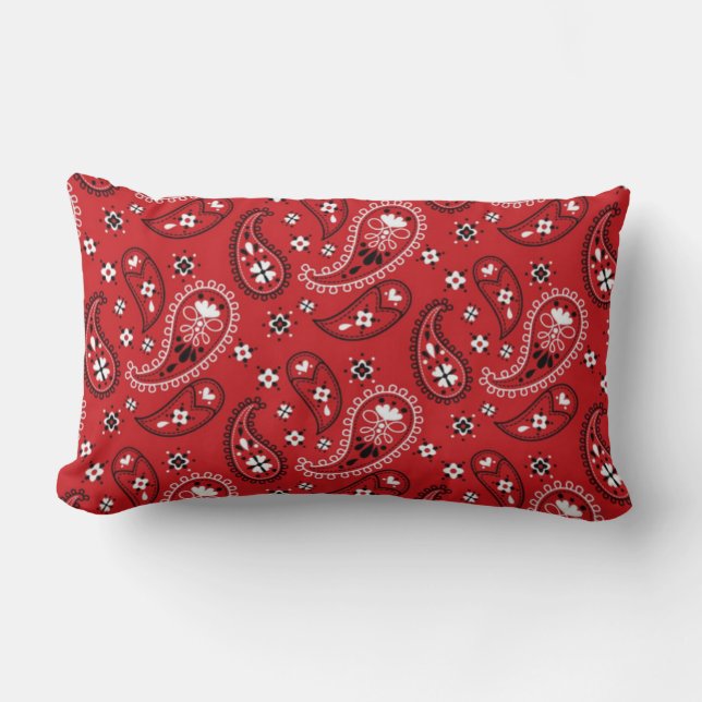 Almofada Lombar Paisley Pattern com Fundo Vermelho-23214 (Frente)