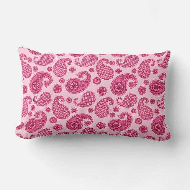 Almofada Lombar Paisley Pattern, Pastel Coral Pink e Fuchsia (Frente)