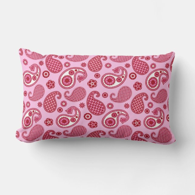Almofada Lombar Paisley Pattern, Peppermint Rosa e Branco (Frente)