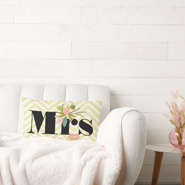 Almofada Lombar Pale Yellow White Teal Zig Zag (Sofá)