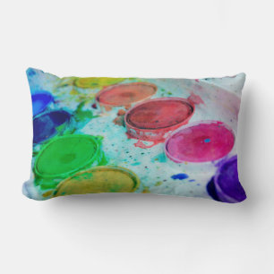 Almofada Lombar Paleta de Tinta de Aquarela Multicolorida para Art