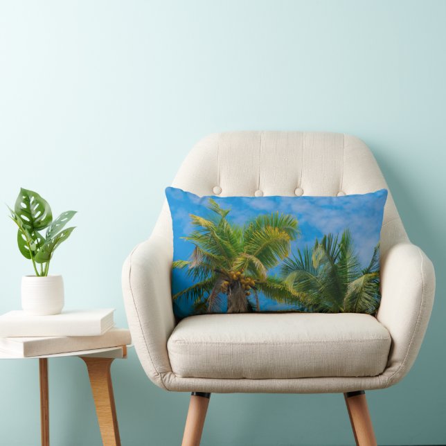 Almofada Lombar Palmeiras Tropicais e Cocos (Cadeira)