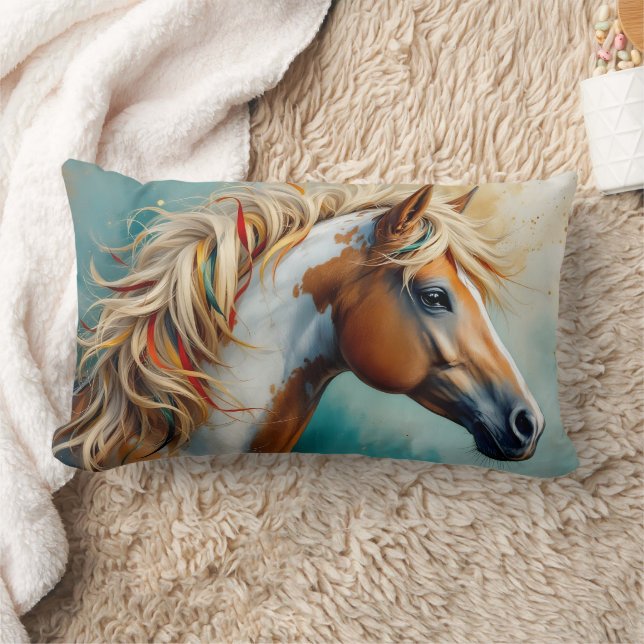 Almofada Lombar Palomino Paint Mustang Retrato (Cobertor)