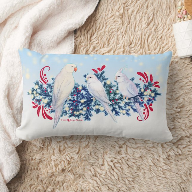 Almofada Lombar Papagaios de Natal Branco (Cobertor)
