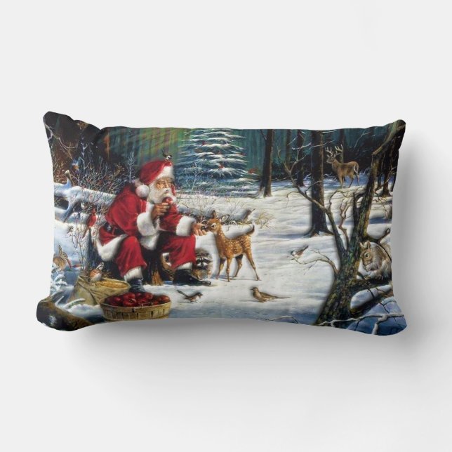 Almofada Lombar Papai noel tradicional do Natal no parque (Frente)
