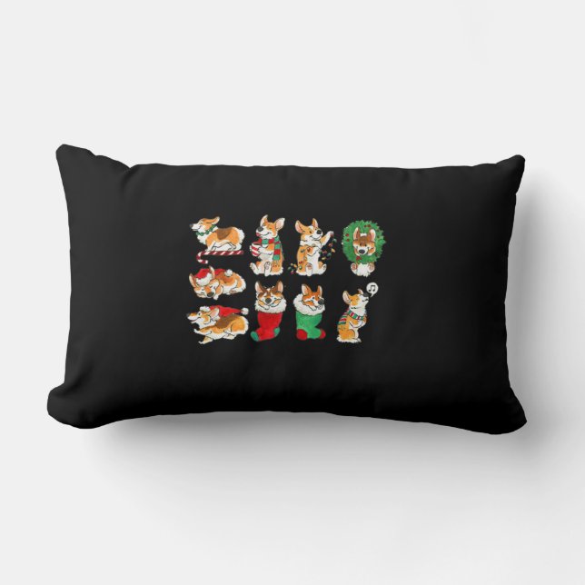 Almofada Lombar Papais noeis Corgi Natal Natal Natal Engraçado Nat (Frente)