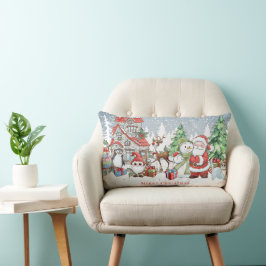 Almofada Lombar Papais noeis de Natal Snowman Rudolph Card
