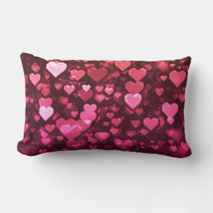 Almofada Lombar Papel de parede de fundo digital de coração rosa
