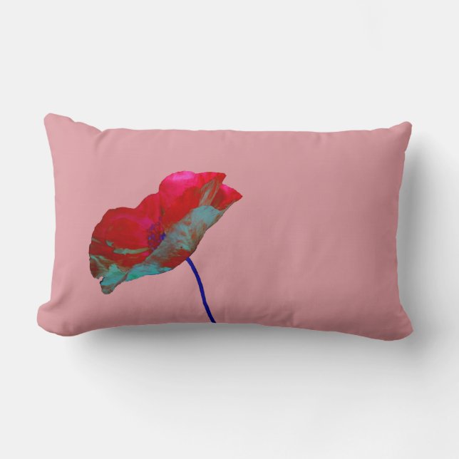 Almofada Lombar Papoila azul vermelha a rosa (Frente)