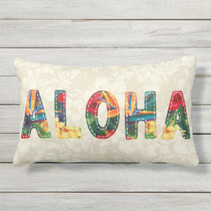 Almofada Lombar Paraíso tropical havaiano Faux Aloha Applique