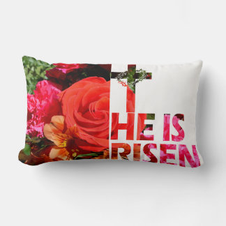 Almofada Lombar Páscoa Floral "Ele é Risen" Travesseiro decorativo