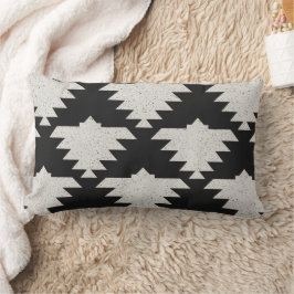 Almofada Lombar Pássaro Geométrico Tribal Vintage | Boho Preto e M