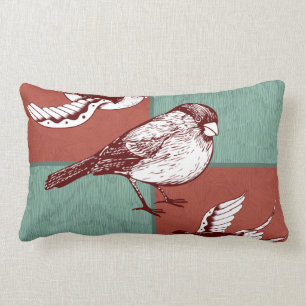 Almofada Lombar Pássaros bonito brilham Design de Bloco de Cor Azu