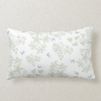 Almofada Lombar Pássaros cinzentos florais elegantes do vintage