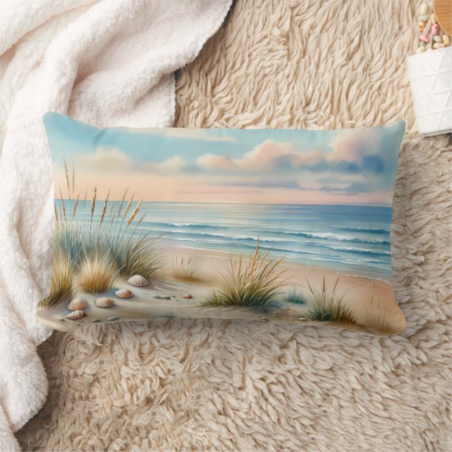 Almofada Lombar Pastel Coastal Dunes Watercolor (Cobertor)
