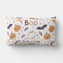 Almofada Lombar Pastel Halloween Throw Pillow – Cute Ghosts & Pump