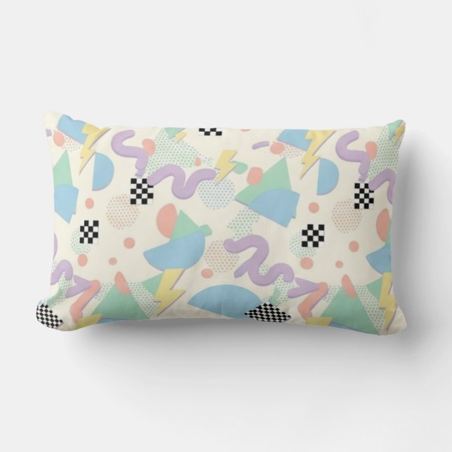 Almofada Lombar Pastel Retro Memphis Pattern Swirls (Frente)