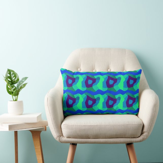 Almofada Lombar Patchwork Psicodélica Azul Verde Roxo 2 (Cadeira)