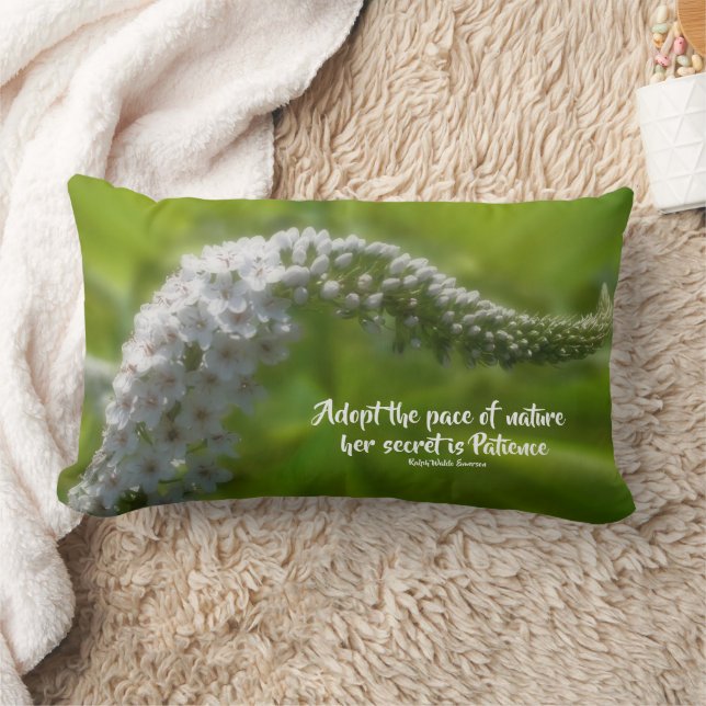 Almofada Lombar Patience Quote White Flower Inspirational  (Cobertor)