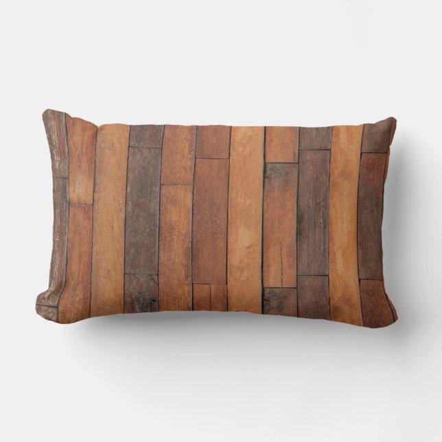 Almofada Lombar Pavimento de Madeira no velho Shabby (Frente)