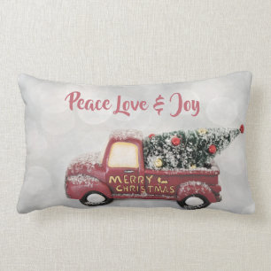 Almofada Lombar Paz Amor e Joy Toy Truck Feliz Natal