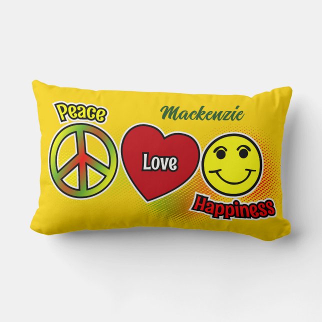 Almofada Lombar Paz Amor Felicidade (Verso)
