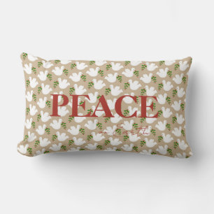 Almofada Lombar PEACE da Porta Vermelha Verde de Natal na Terra
