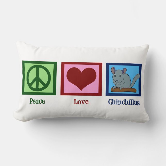 Almofada Lombar Peace Love Chinchillas (Frente)