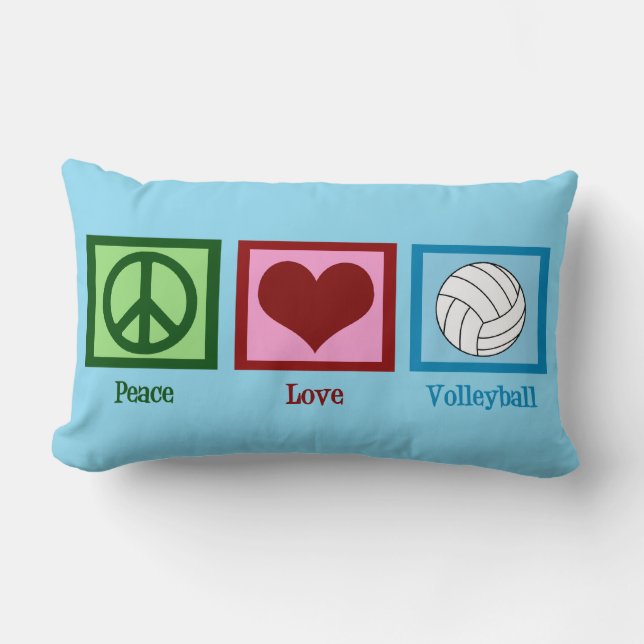 Almofada Lombar Peace Love Voleibol Personalizado Azul (Frente)
