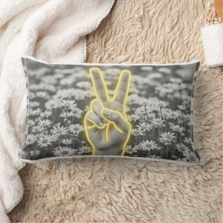 Almofada Lombar Peace & Sunflower Pillow w/ Yellow Gingham