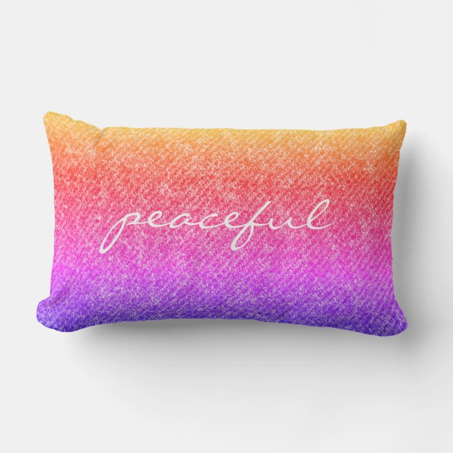 Almofada Lombar Peaceful Rainbow Denim parece Reversível (Frente)