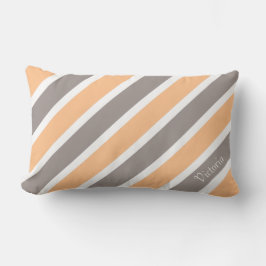 Almofada Lombar Peach Orange Cinza Stripes com Nome