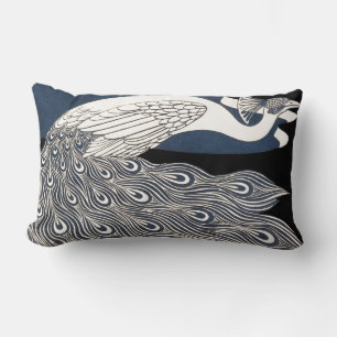 Almofada Lombar Peacock Vintage Blue Art Nouveau Art